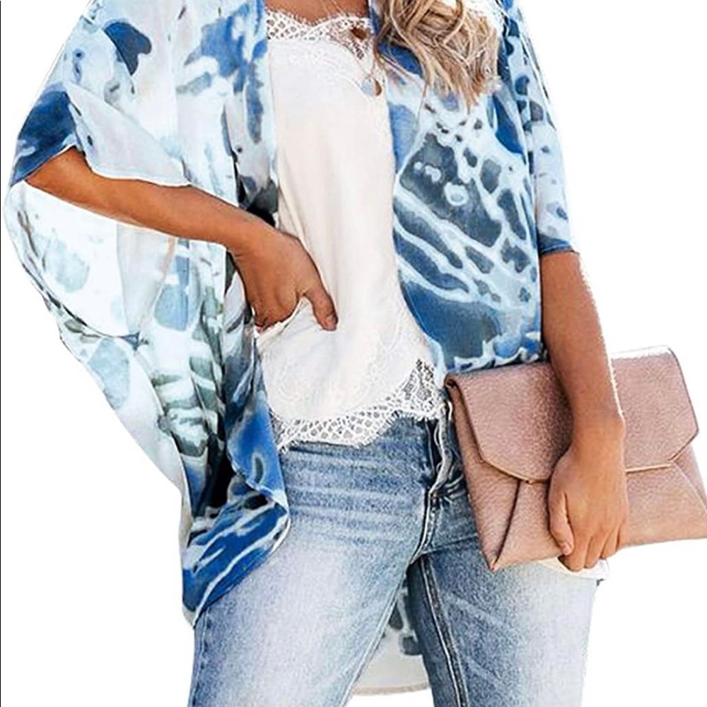 NWOT! Sheer Abstract Floral Kimono. Size OS
